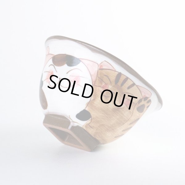 画像4: 仲良しネコ（赤） 茶碗 (4)