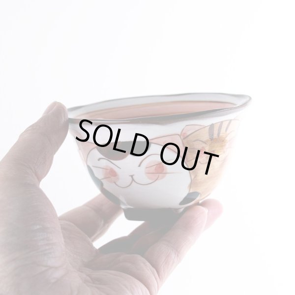 画像5: 仲良しネコ（赤） 茶碗 (5)