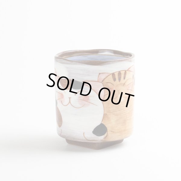 仲良しネコ（青） 湯呑