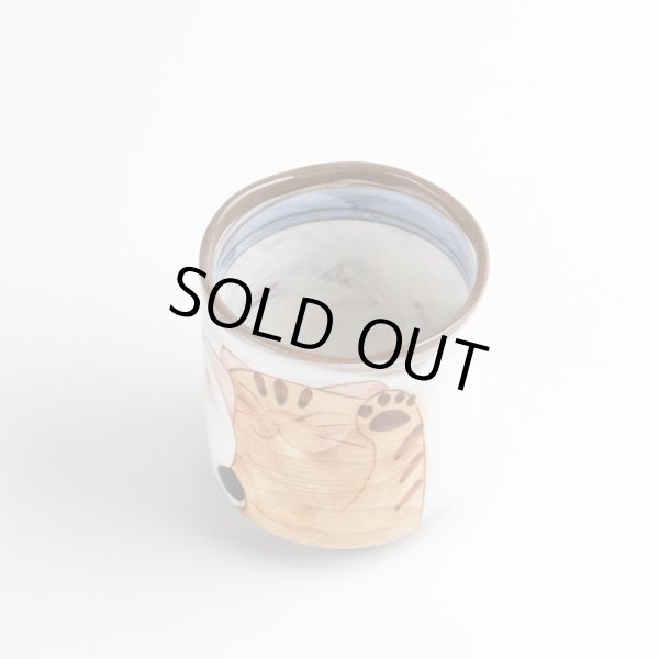 画像3: 仲良しネコ（青） 湯呑 (3)