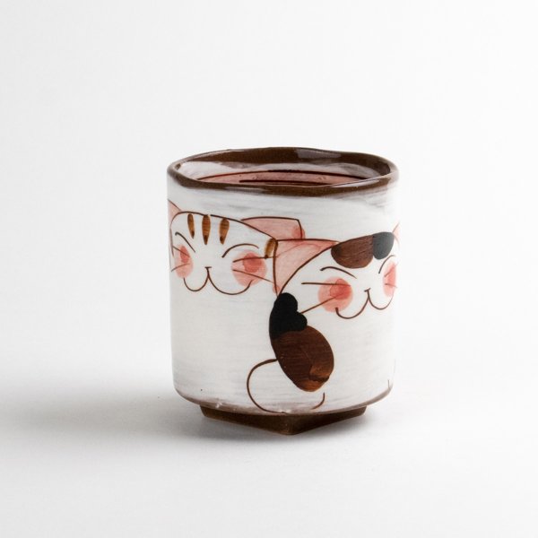 画像2: 仲良しネコ(赤) 湯呑 (2)