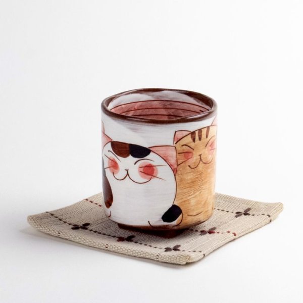 画像6: 仲良しネコ(赤) 湯呑 (6)