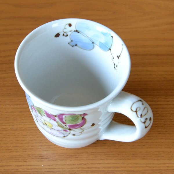 画像5: 喜寿のお祝い プレゼント 無病息災を願った縁起物ギフト 有田焼 マグカップ 花六瓢 青 喜寿熨斗・メッセージカード付き 木箱入り (5)