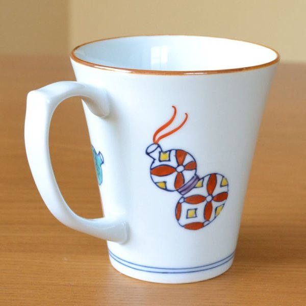 画像4: 白寿お祝い 99歳 マグカップ 無病息災を願った縁起物ギフト 有田焼 鍋島六瓢 青 白寿熨斗・メッセージカード付き 木箱入り (4)