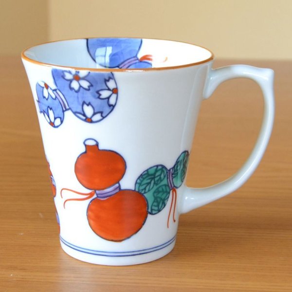 画像3: 白寿お祝い 99歳 マグカップ 無病息災を願った縁起物ギフト 有田焼 鍋島六瓢 赤 白寿熨斗・メッセージカード付き 木箱入り (3)