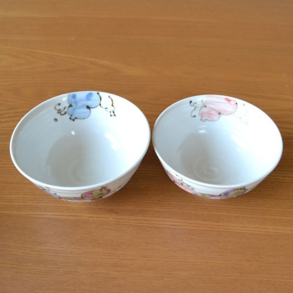 画像4: 白寿 お祝い 99歳 無病息災を願った縁起物ギフト 有田焼 夫婦茶碗 飯碗 ペア 花六瓢 白寿熨斗・メッセージカード付き 木箱入り (4)