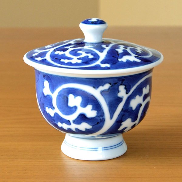 画像3: 開店祝い 開業祝い 湯呑みセット 来客用 有田焼 外濃唐草 蓋付き 汲出し 5客セット 御祝い熨斗付き 化粧箱入り (3)